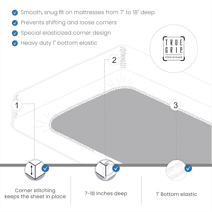 SUPREME ELEGANCE Organic 100% Cotton Light Ivory Full Size Bed Sheets, Percale Weave Cotton Sheet Set for Full Size Bed, Ultra-Soft Cool & Crisp, Breathable, Fits Mattress Upto 16" Deep