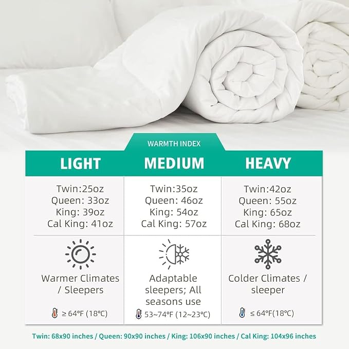 APSMILE Lightweight Down Feather Fibers Oversized King Size Duvet Insert - 100% Cotton Cover, High Fill-Power Light Bedding Comforter for Warm Weather/Hot Sleepers (120 x 98 inches, Ivory White)