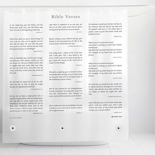 Bowery Home Eco-Friendly Recycled PEVA Shower Curtain Liner – Waterproof, Sustainable, Non-Toxic Shower Curtain Liner, NOT Made in China - 72x72in, 4G – NIV Holy Bible Verses