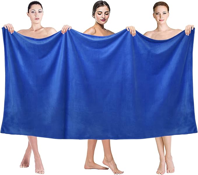 JML Extra Large Microfiber Bath Sheet Towels, 2 Pack 35" x 70", Oversized, Soft, Super Absorbent and Fast Drying Bathroom Towels for Salon, Sauna, Hotel, Sport, Fitness, Yoga, Dark Blue