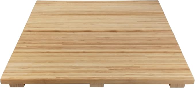 BambooMN Bamboo Bath Mat for Bathroom, Spa, Outdoor Shower, Extra Large Square (24" x 24" x 1.3"), Anti-Slip, Water Resistant Coating - 1 Piece