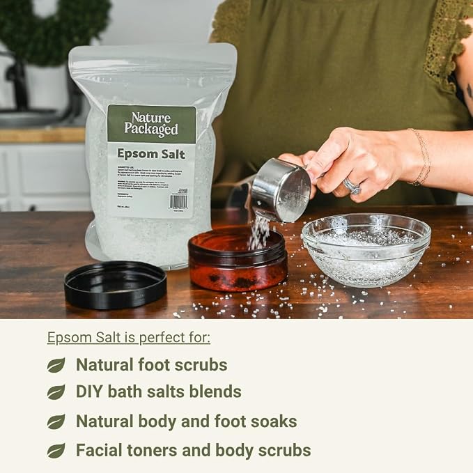 Epsom Salt (48oz) - Direct from The Shore of The Dead Sea - Organic Salt as Body Scrubs, Bath Salt, and Foot Bath Soak 4 Packs