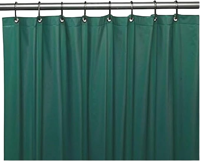 Dependable Industries inc. Essentials Bathroom Magnetized Shower Curtain Liner with Metal Grommets Waterproof (Hunter Green)