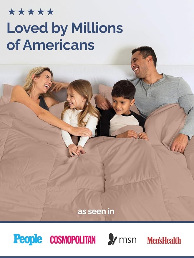 Cal King Size, Mauve Alternative Down Comforter - Warm, Lightweight & Breathable Hotel Quality Bedding Set for Men, Women, Kids & Teens - All Season Oversized Cooling Microfiber Duvet Insert Comforter