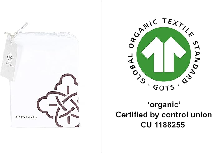 BIOWEAVES 100% Organic Cotton King Pillow Cases 300 Thread Count Soft Sateen Weave GOTS Certified – King Size, Set of 2, White