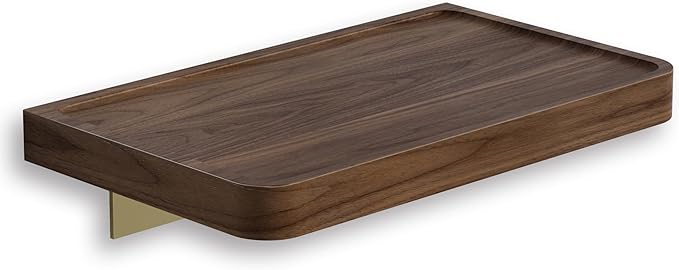 Danpoo 8 Inch Solid Wood Wall Shelf for Storage, Wall Mounted Rustic Walnut Wood Shelves for Bathroom, Living Room, Bedroom and Kitchen