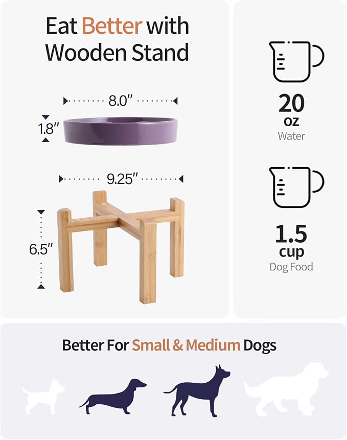 8.66 in Purple Dog Bowl Ceramic Slow Feeder for Medium Large Dogs,Elevated/Raised Slow Feeding Dog Food Water Dish Heavy Weighted,Puppy Bowl for Fast Eaters,Puzzle Eating Bowl Maze