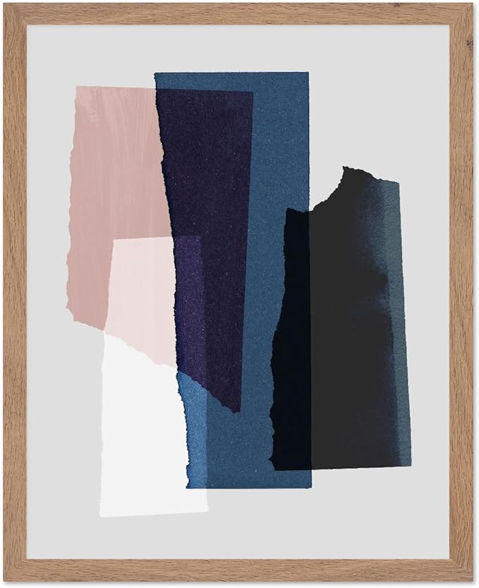Monem Art Abstract Torn Paper Collage Print - Minimalist Modern Art Poster - Wall Decor for Living Room, Bedroom or Office - 12x16 Beige Framed Wall Art by Mareike Bohmer