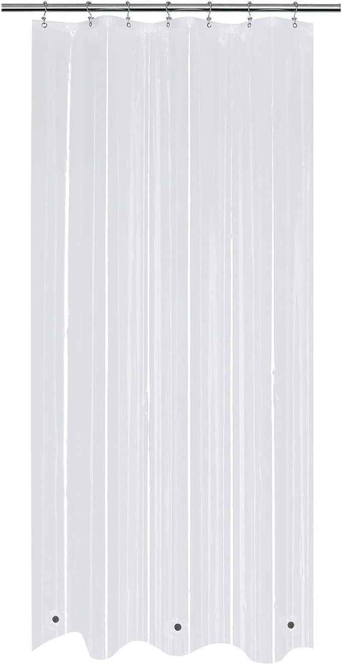 Mrs Awesome Small Stall Shower Curtain Liner 36 x 72 inch, PEVA 8G Thick & Heavy Duty, 3 Bottom Magnets, Waterproof, 36x72, Clear
