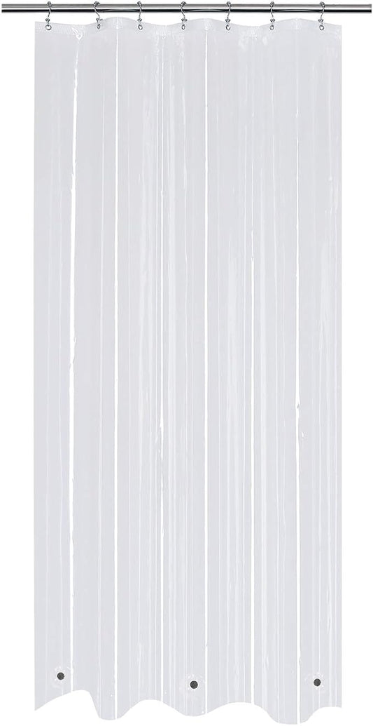 Mrs Awesome Small Stall Shower Curtain Liner 36 x 72 inch, PEVA 8G Thick & Heavy Duty, 3 Bottom Magnets, Waterproof, 36x72, Clear