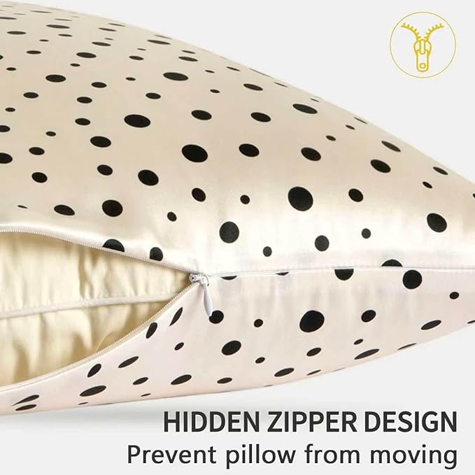 ZIMASILK 100% Pure Mulberry Silk Pillow Cases for Hair and Skin, Soft, Hypoallergenic & Smooth, Both Sides Grade 6A Silk, with Hidden Zipper, Gift for Women Men, 1pc (King 20"x36", Polka Dot)