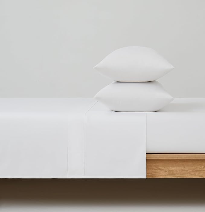 Linen Closet 4Pc 100% Organic Cotton King Size Sheets Set, White, 300 Thread Count, Naturally Derived EarthColors, Deep Pocket Fitted Sheet (Up to 18"), Soft Bed Sheets Set, Juego De Sábanas King