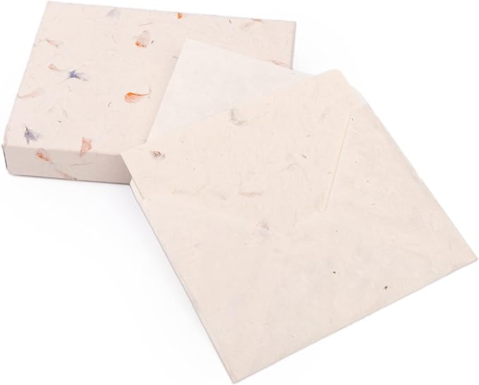 HIMALAYAN BAZAAR Lokta Paper Greeting Cards and Envelope Set - Ecofriendly Stationary Blank Note Cards | All Occasion Greeting Cards | Handmade in Nepal