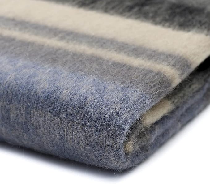 Alpaca Wool Blanket Throw Cherokee Design for Bed Couch Sofa Soft Warm Peruvian Alpaca Wool Blankets 72" x 60" (Combination 11 (Light Blue))