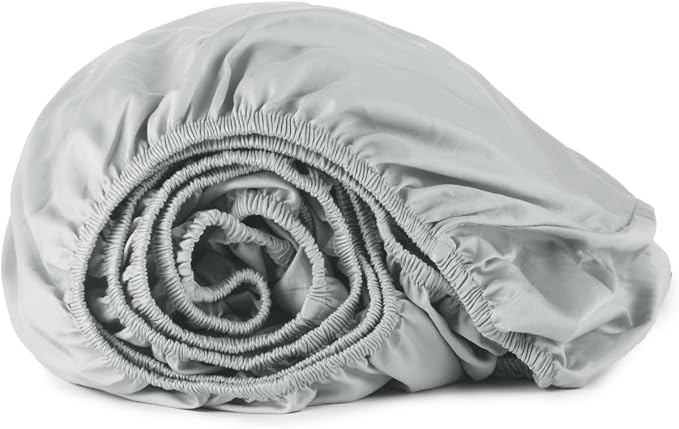 Organic Twin Fitted Sheet Only Deep Pocket - 100% Organic Cotton Sheets with Breathable 300 Thread Count Sateen Weave GOTS & Fairtrade Certified - Soft Fitted Bed Sheets Only (Shore, Twin)