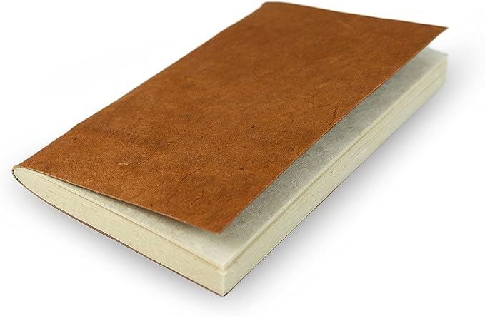 Nepali Companion Pocket Notebook with Handmade Paper and Vegetable-Dyed Cover, Vintage Composition Notebook for Office, School, and Home, 3.5x5 inch, Handcrafted in Nepal (Small, Terra Cotta)