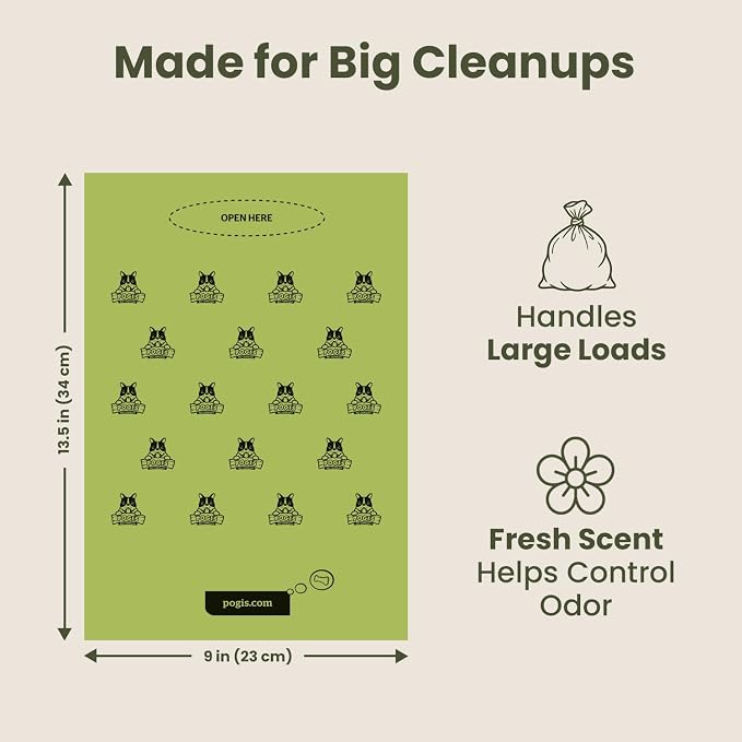 Pogi’s Dog Poop Bags – Leak-Proof & Extra Thick Pet Waste Bags (Fresh Scent, 30 Rolls, 450-Count)