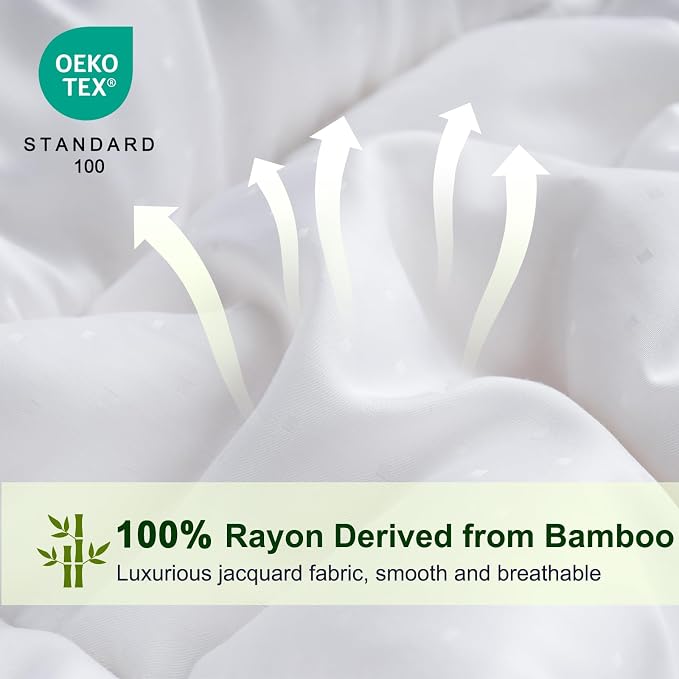 YOUR MOON Luxurious Lightweight Wool Comforter Twin Size, Lightweight Summer Natural Comforter/Duvet Insert, 100% Australian Wool Filled, Jacquard Rayon Derived from Bamboo Shell(White)