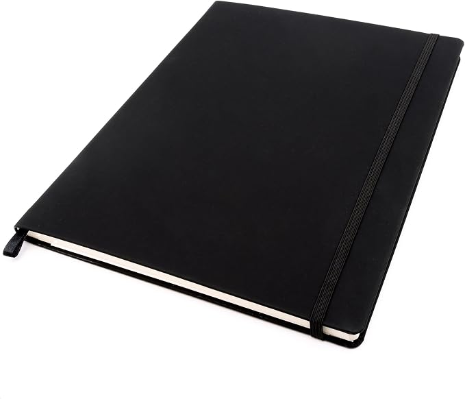 Pukka Pad Soft Cover Letter Size Notebook – Vegan Leather Journal with 192 Pages, 96 Sheets of 80GSM Ivory Paper, College Ruled without Margins – 8.5 x 11in, Black