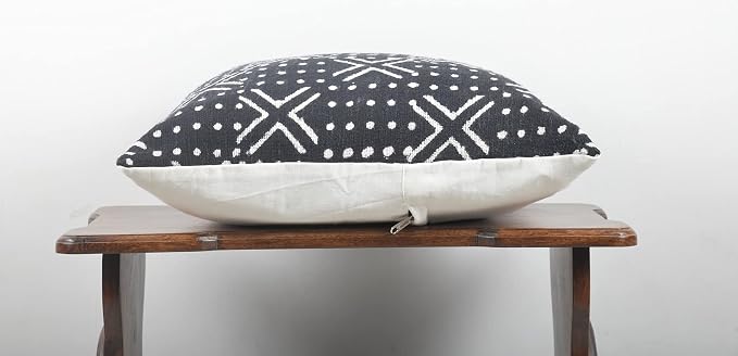 Trade Star Decorative Boho Accent Pillow Covers 100% Cotton Handmade Farmhouse Throw Pillowcase Black Cushion Cover for Chair, Car Décor