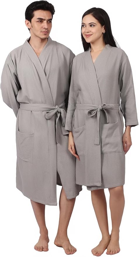 Women's Waffle Bathrobe – 100% Cotton, Lightweight & Absorbent, Spa Robe, Hotel & Lounge Robe