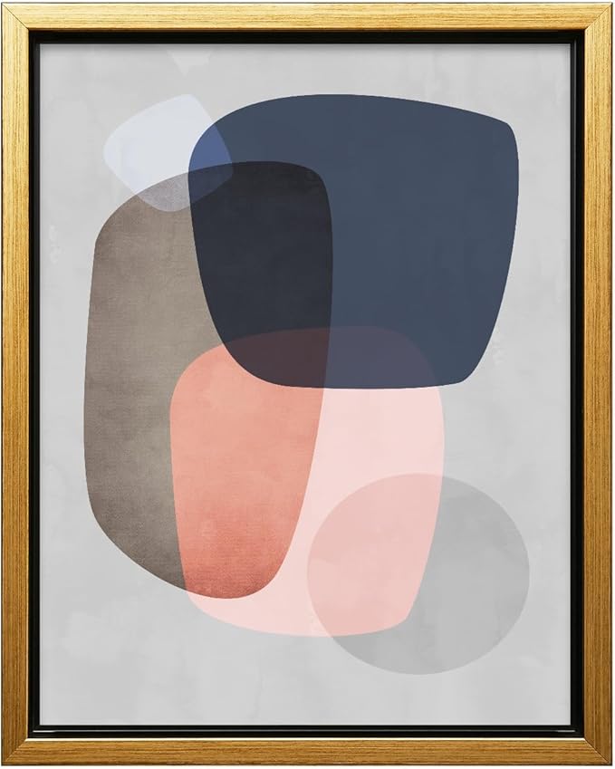 Monem Art Pastel Abstract Organic Shapes Print - Scandinavian Minimalist Art Poster - Wall Decor for Living Room, Bedroom or Office - 8x10 Gold Framed CANVAS Wall Art by Mareike Bohmer