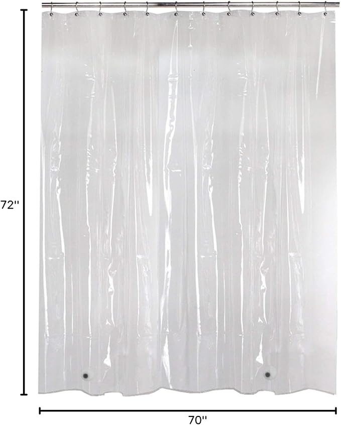 Covers For The Home Ultimate Strongest Heavy-Duty Crystal Clear 8 Gauge Thick PEVA Shower Curtain & Liner – Non-Toxic, Odor-Free, Premium Eco-Friendly Quality - 70" x 72"