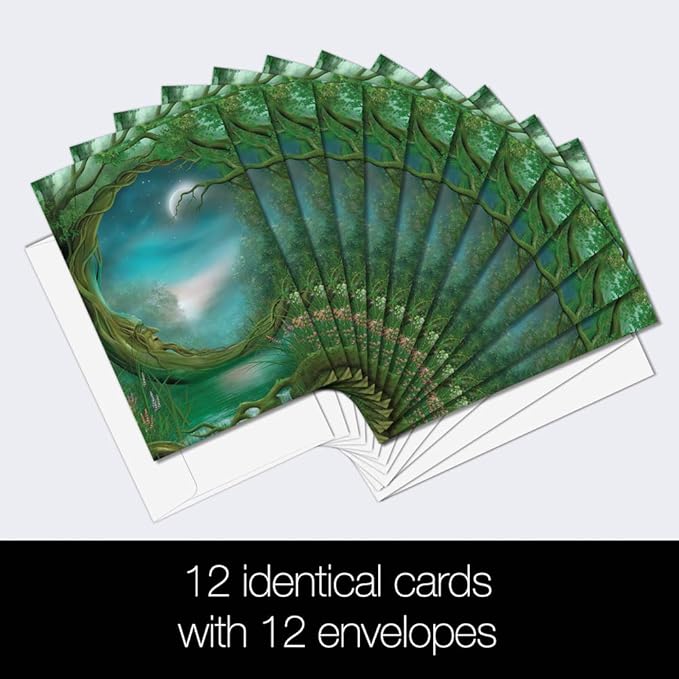 Tree-Free Greetings - All Occasion Cards - Artful Designs - 12 Greeting Cards + White Envelopes - Made in USA - 100% Recycled Paper - 4 x 6 - Day and Night (FS66495)