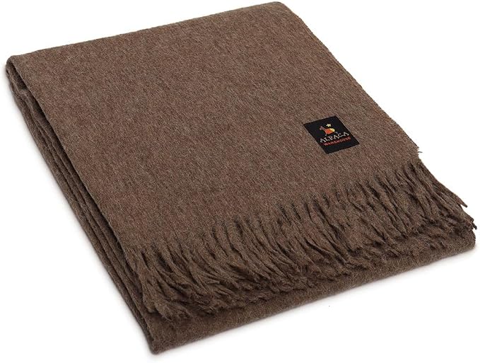 Superfine Alpaca Wool Throw Blanket - Lightweight Alpaca Merino Wool Throw Blankets for Using Indoors or Outdoors | Soft Peruvian Alpaca Blanket Wool Blanket Solid Color 72" x 60" (Taupe)