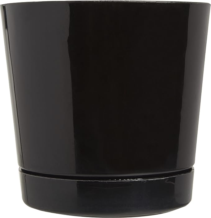 Novelty Majestic Full Depth Round Cylinder Pot, Glossy Black, 8-Inch (10088) (Pack of 2)