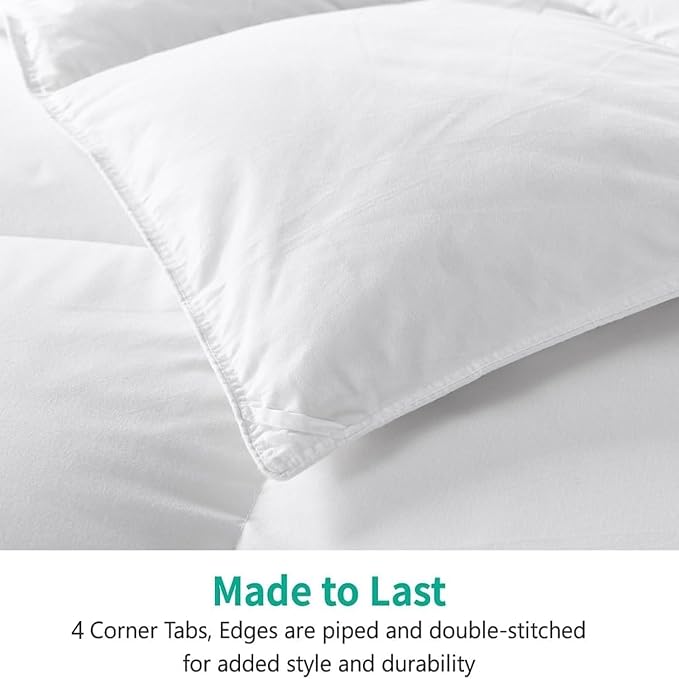APSMILE Lightweight Feather Down Comforter California King Size - Ultra Soft 100% Organic Cotton Quilted Duvet Insert, Thin Bedding Comforter for Warm Weather/Hot Sleepers (104x96, Ivory White)