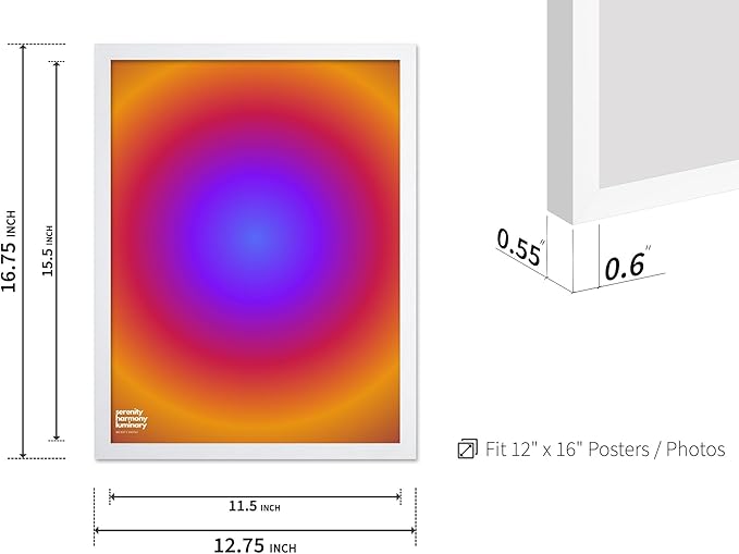 Monem Art Radiant Infinity Circle Gradient Print - Modern Abstract Color Field Poster - Wall Decor for Living Room, Bedroom or Office - 12x16 White Framed Wall Art by Rs Lab Studio