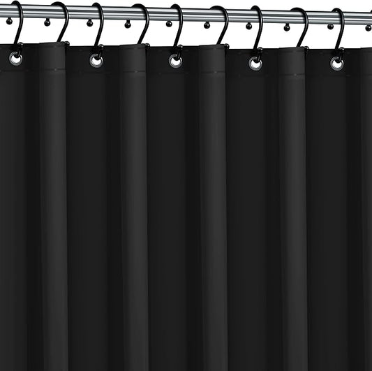 No Smell Shower Curtain Liner 72x72 Black - PEVA Plastic Shower Curtain for Bathroom, PVC-Free Waterproof Black Shower Liner with Metal Grommets and Magnet-Weighted Bottom Hem - Washable Liner