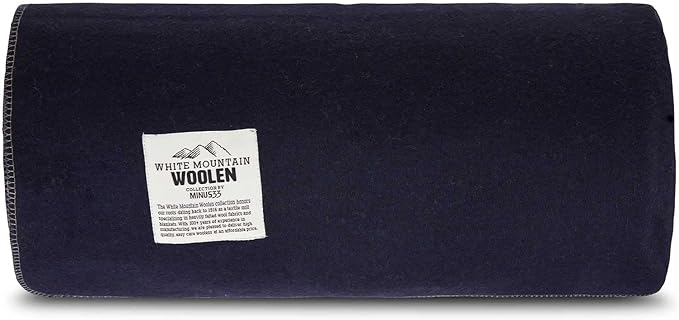 Lodge Twin Blanket - 80% Recycled Wool - Buffalo Plaid - Warm Throw Blanket - Thick - Washable - 65W x 90L - Navy Blue