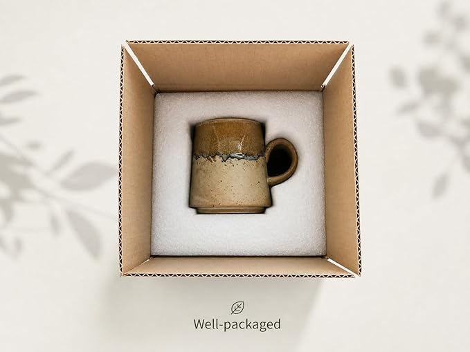 15oz Retro Japanese style Handmade Ceramic Coffee Mug - Unique Vintage Pottery tea cup, Lead-free Artisanal stoneware ceramic tea mug, Dishwasher & Microwave Safe Coffee cup for office and home