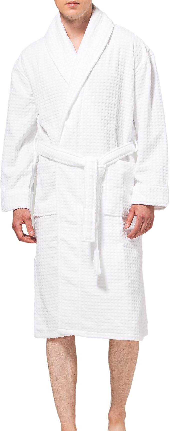 Alpine Swiss Dario Mens Luxury Waffle Knit Cotton Bathrobe Shawl Collar Hotel Spa Robe
