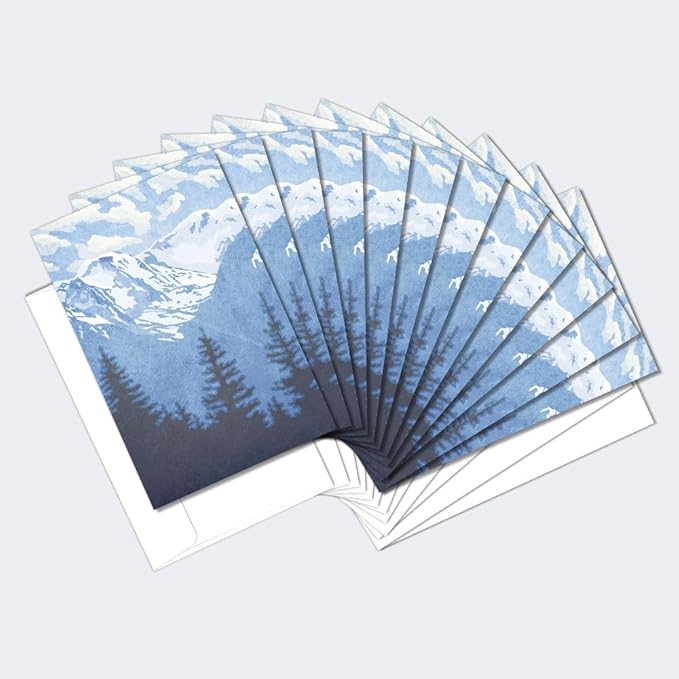 Tree-Free Greetings - All Occasion Cards - Artful Designs - 12 Greeting Cards + White Envelopes - Made in USA - 100% Recycled Paper - 4 x 6 - Rocky Mountain (FS56067)