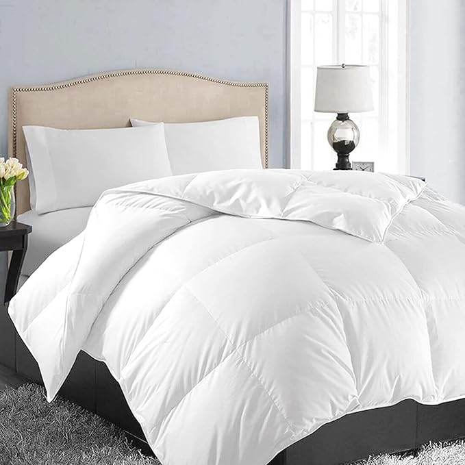 EASELAND California King Down Alternative Comforter - Quilted Duvet Insert for All Seasons, Soft Lightweight with Corner Tabs, Summer Winter Warm Bedding, White 96x104 Inches