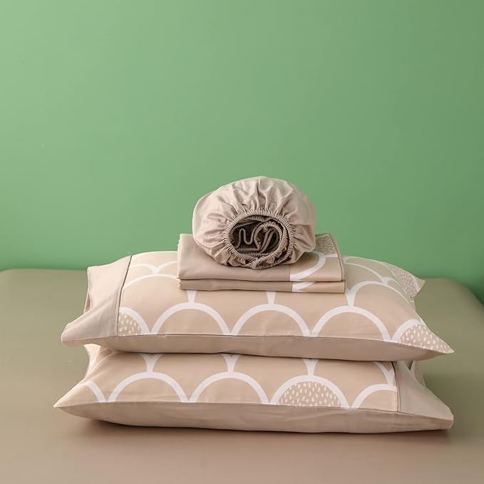 Simple&Opulence 100% Organic Cotton Sheet Set for Kids Teens, 4 Pieces Soft Bed Sheets Boy Girl Warm Adorable - Alpaca, Full