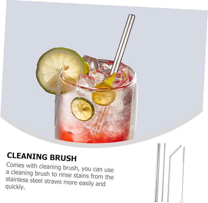 Zerodeko Reusable Stainless Steel Straws Set with Straw Cleaner Brush 24pcs for Tumblers Coffee Tea Party Drinks Sturdy Eco-friendly