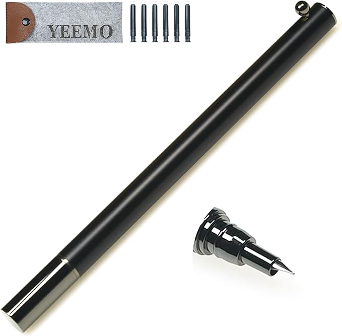 Retractable Fountain Pen – 0.38 mm Extra Fine Nib Fountain Pen, Smooth Fancy Pens with Converter, 6 Ink Cartridges & Gift Pouch for Writing (Matte black)