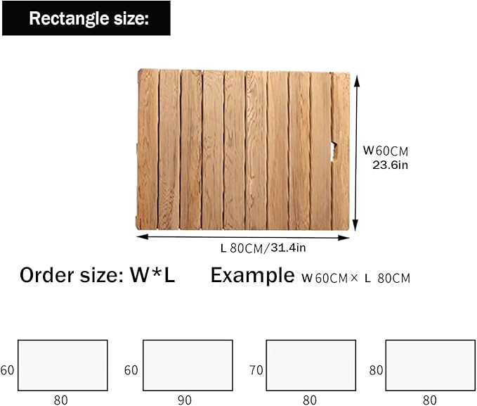 QWEASDF Natural Wooden Bath Mat,Duck Board,Wooden Shower Mat,Waterproof Non Slip Solid,Bathroom Bamboo Bath Mat,Use for Kitchen Bedroom Bathtub Toilet Doormat Pet Mat(90x100cm/36x39in)