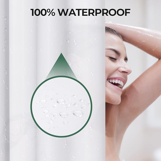 AmazerBath Stall Shower Curtain Liner 2 Pack, 36 x 72 Inches PEVA Plastic Shower Liner with 2 Weighted Stones and 6 Rustproof Metal Grommet, Lightweight Waterproof Shower Curtain - White