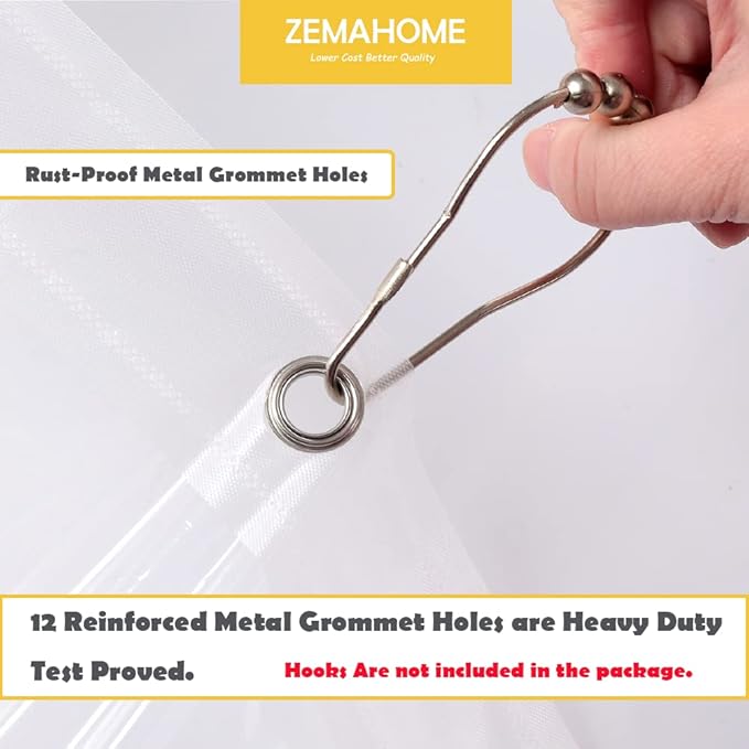 ZEMAHOME 4 Pack PEVA Plastic Shower Curtain Liner Premium Light Weight 72" x 72" Clear Bathroom Shower Showroom Curtain Liner with Rustproof Metal Gromments and Weighted Magnet