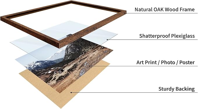 Monem Art Scandinavian Mountain Cabin Landscape Photography Print - Nordic Nature Scenic Art Poster - Wall Decor for Living Room, Bedroom or Office - 8x10 Brown Framed Wall Art by Mareike Bohmer