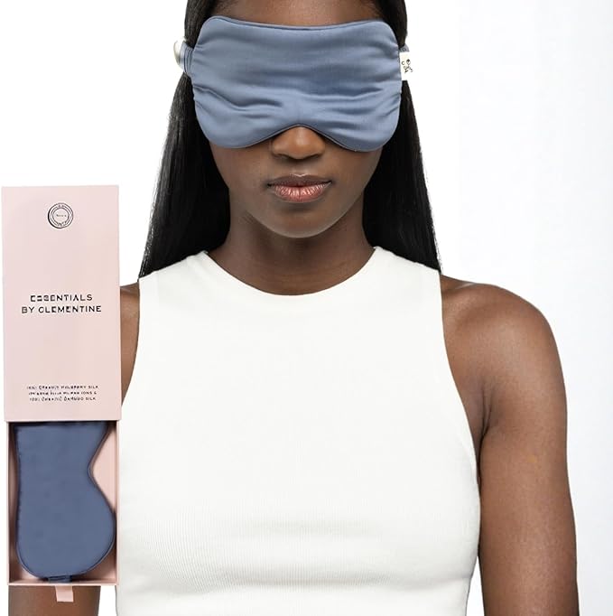 Clementine Mulberry Silk Sleep Mask | Full Blackout Contoured Eye Mask for Sleeping | Organic & Non-Toxic | Oversized Night Blindfold | Hypoallergenic & Frizz-Free Eye Cover for Deep Sleep