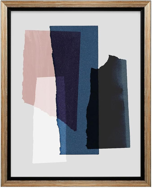 Monem Art Abstract Torn Paper Collage Print - Minimalist Modern Art Poster - Wall Decor for Living Room, Bedroom or Office - 18x24 Silver Framed CANVAS Wall Art by Mareike Bohmer