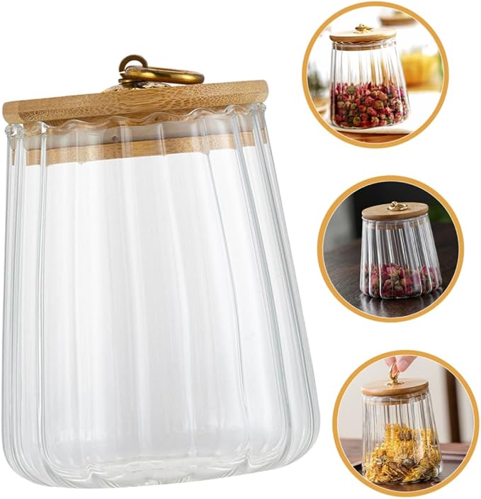 Borosilicate Glass Storage Jars Glass Jar Bamboo Lid Airtight Seal for Kitchen Food Storage