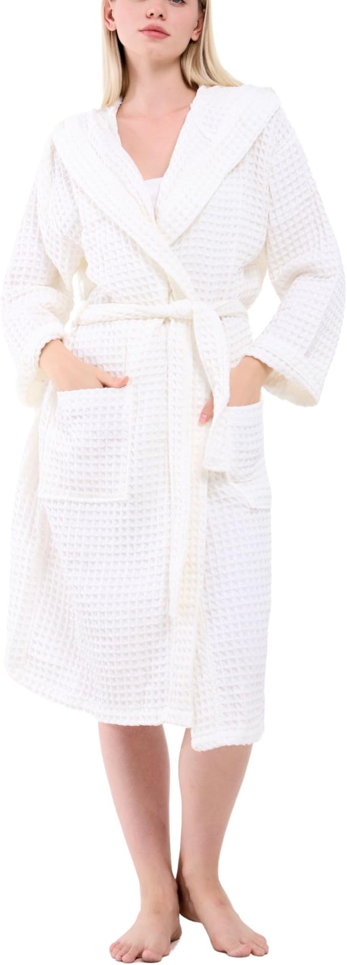 100% Turkish Cotton Waffle Bathrobe for Women