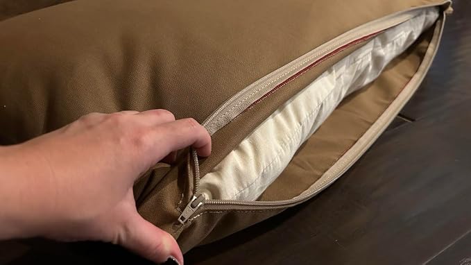 Natural Cotton Canvas Dog Bed – Raw Cotton Filled Pet Cushion Insert, Breathable Eco-Friendly Dog Mattress, Durable Washable Cover with Zipper (Medium Brown, Medium 42"x29"x4")